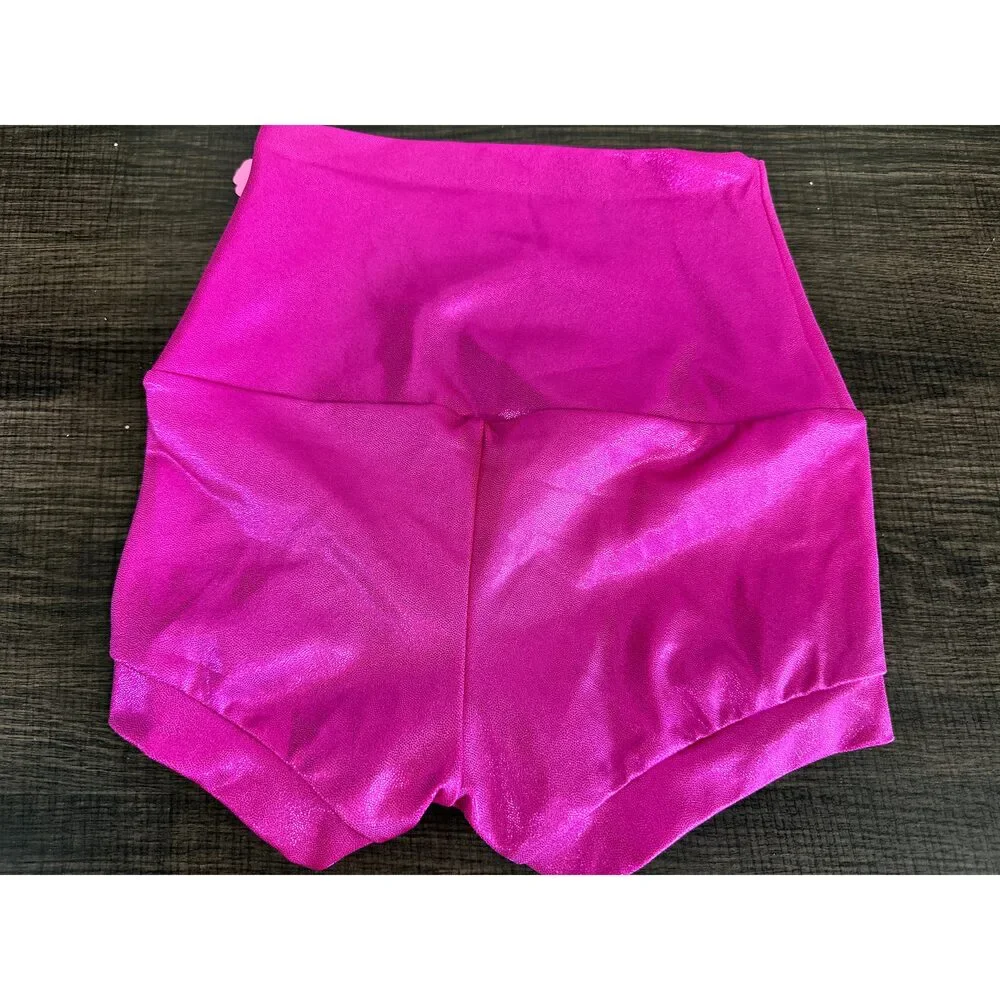 Pre-Owned Dance Shorts Weissman ML7009 Hot Pink Medium Child High Waist Metallic